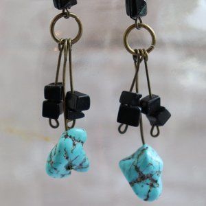 Black/Turquoise/copper/ earrings/BOHO